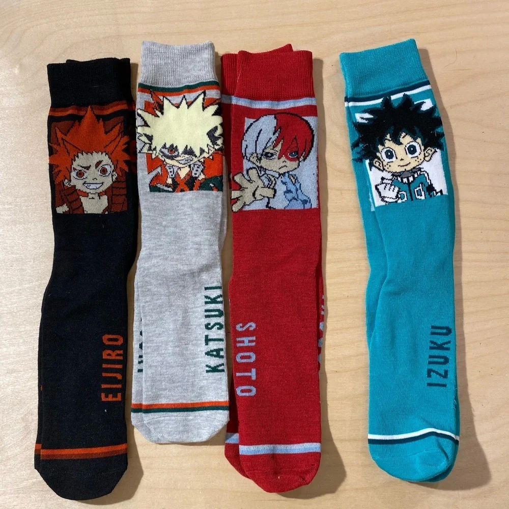 4 Pair Anime Character Socks Set Boys Shoe Size 6-10 (OE)